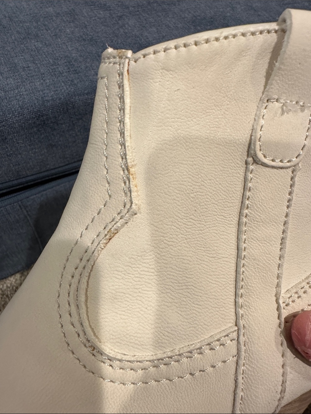 Dolce Vita Cream Leather Ankle Booties with Side Zip - Picture 7 of 8
